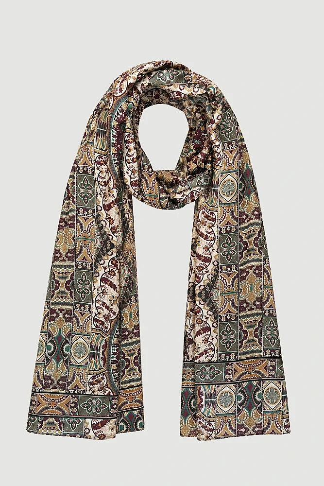 Mosaic Print Ethnic Shawl - Green Green