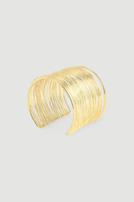 Multi Layer Wire Bangle Bracelet - Gold - 1