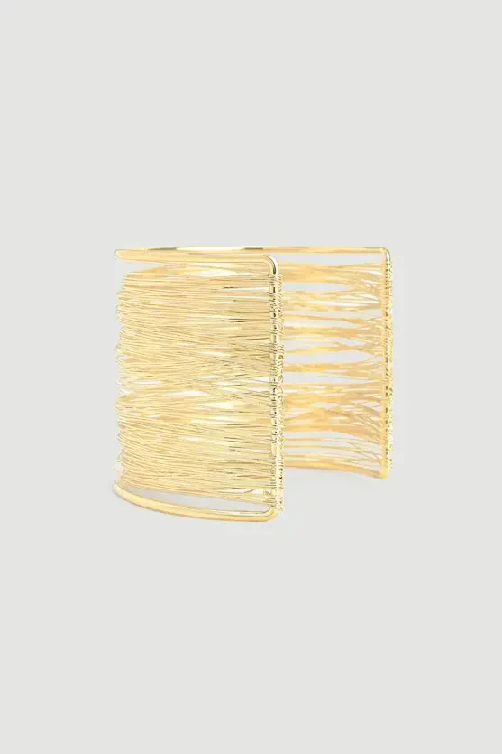 Multi Layer Wire Bangle Bracelet - Gold - Gusto