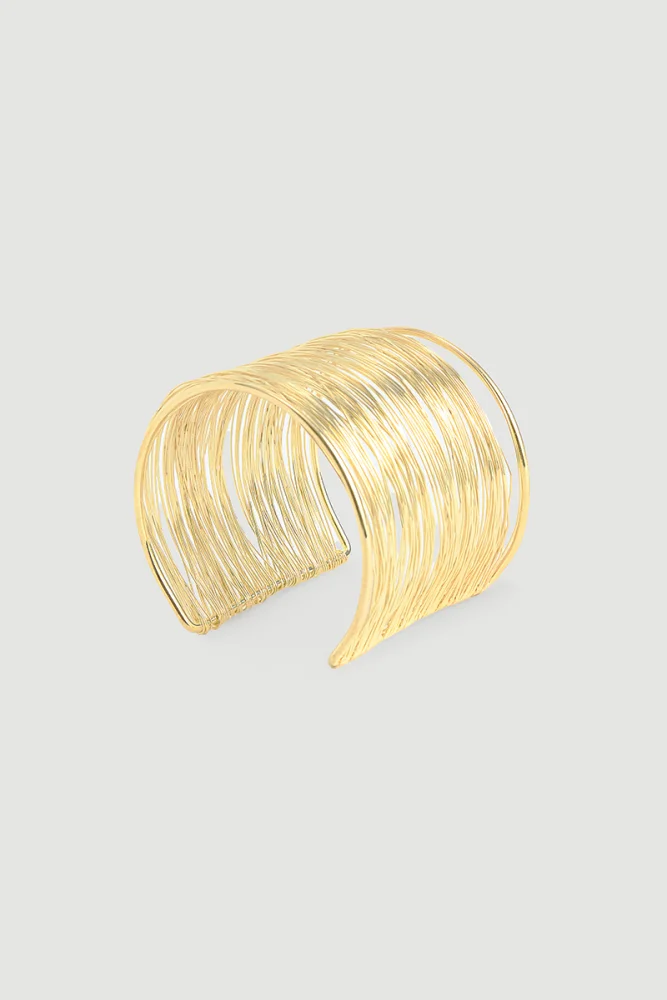 Multi Layer Wire Bangle Bracelet Gold Gold