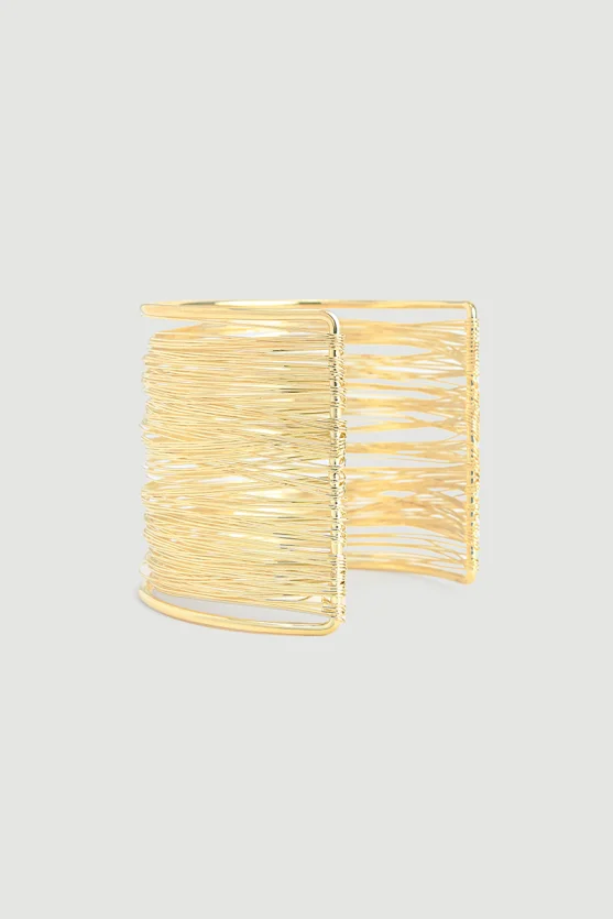 Multi Layer Wire Bangle Bracelet Gold - 2