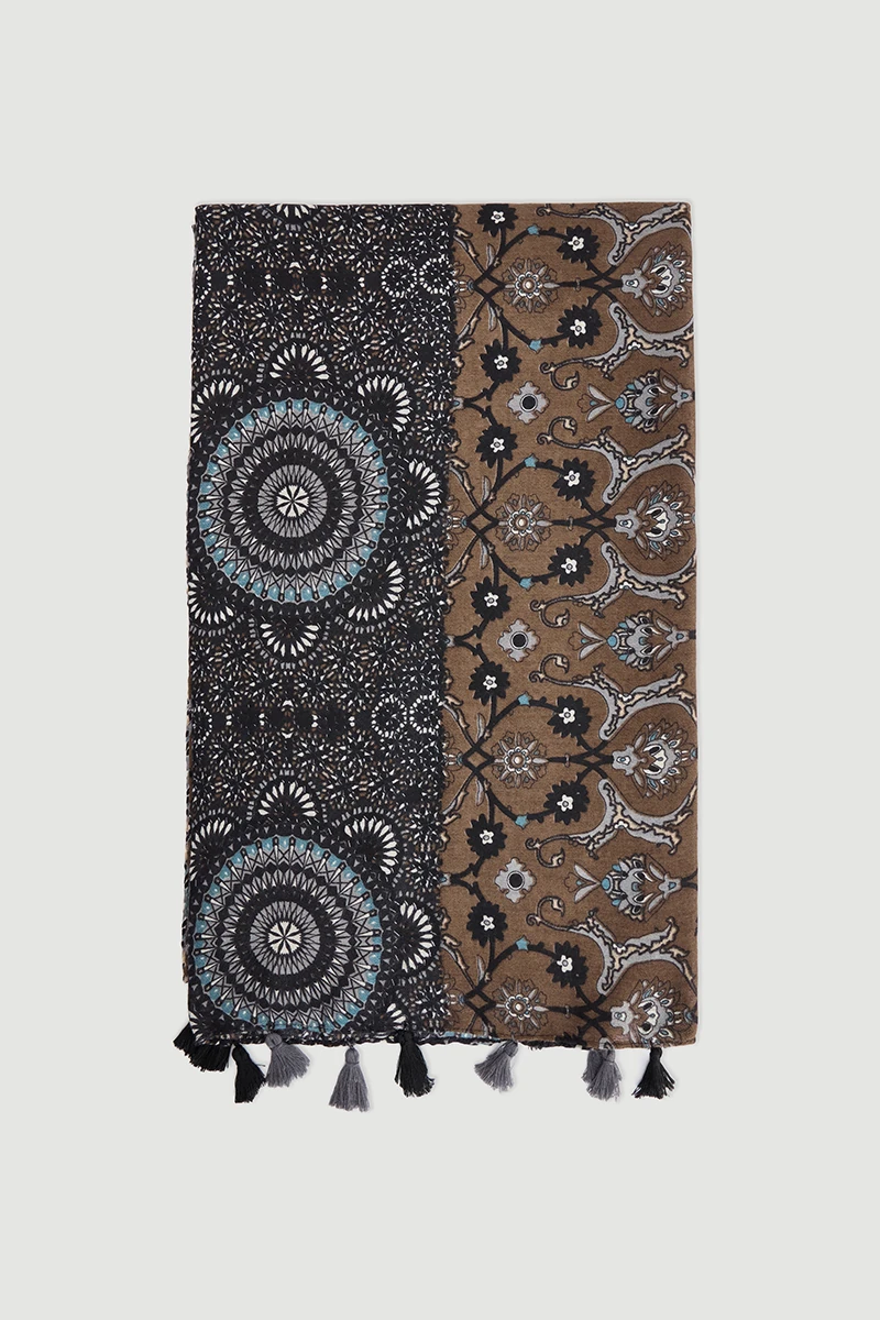 Multi-Pattern Shawl - Black - Gusto