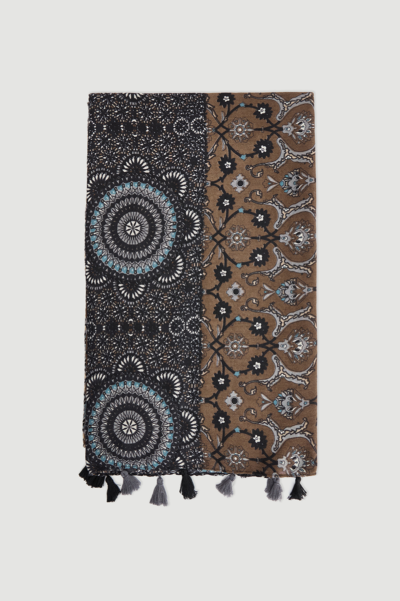 Multi Pattern Shawl Black - Gusto