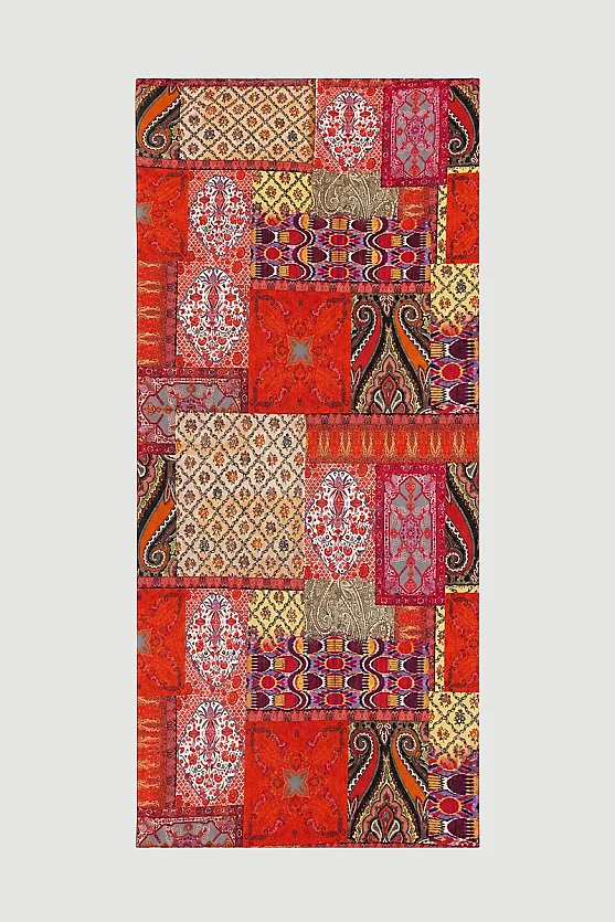Multi-Patterned Bohemian Shawl - Orange - 3