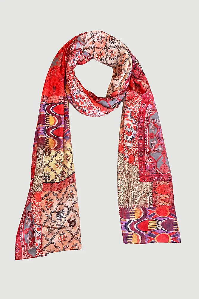 Multi-Patterned Bohemian Shawl - Orange Orange