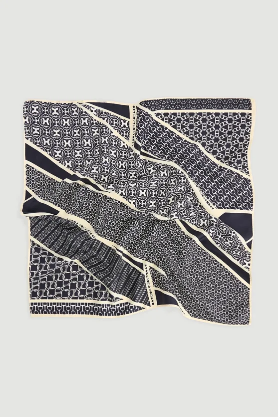 Multi Patterned Scarf Navy Blue - 2