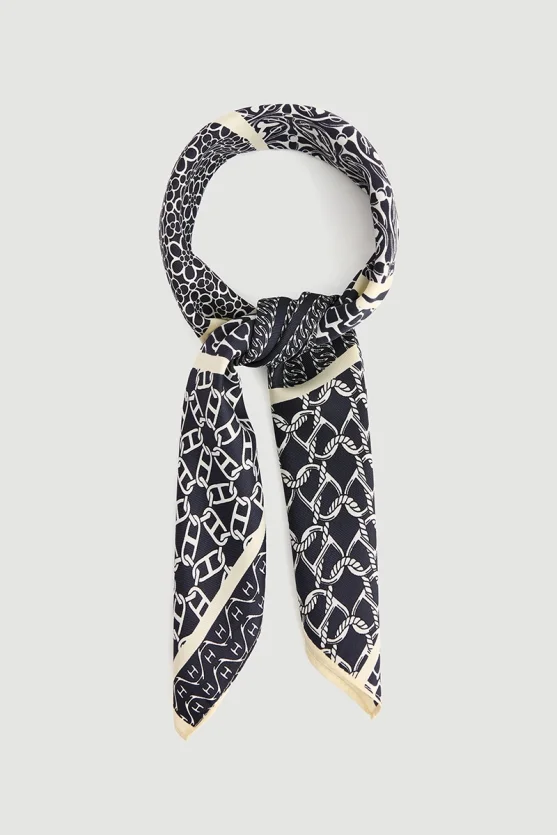 Multi Patterned Scarf Navy Blue - 1