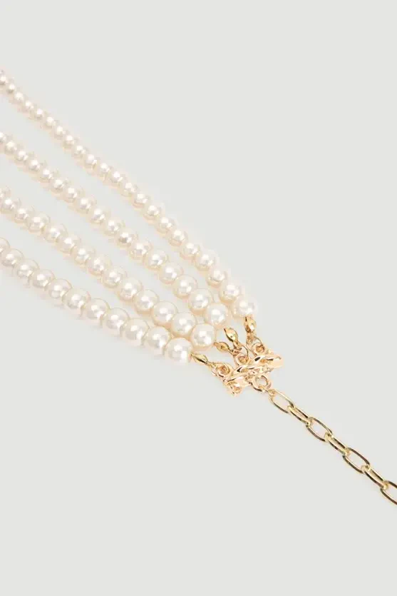 Multi Pearl Necklace - White - Gusto