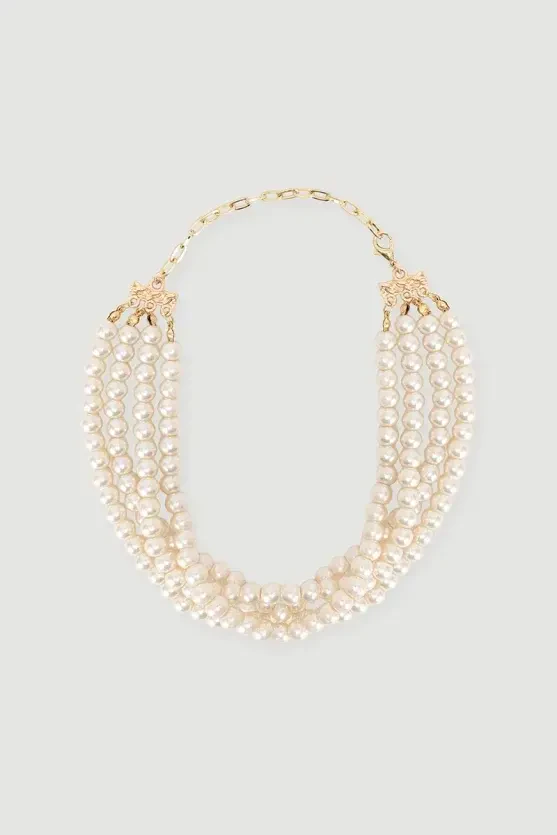 Multi Pearl Necklace - White - 1