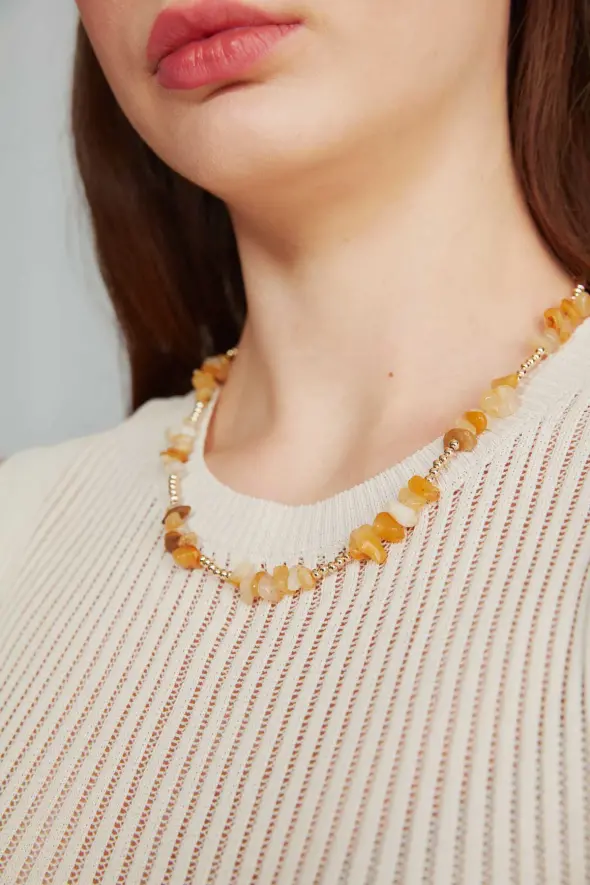 Natural Amber Necklace - Yellow - 2