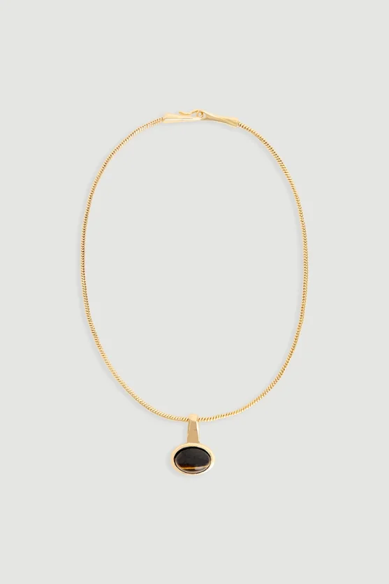 Natural Stone Tiger Eye Necklace Gold - Gusto