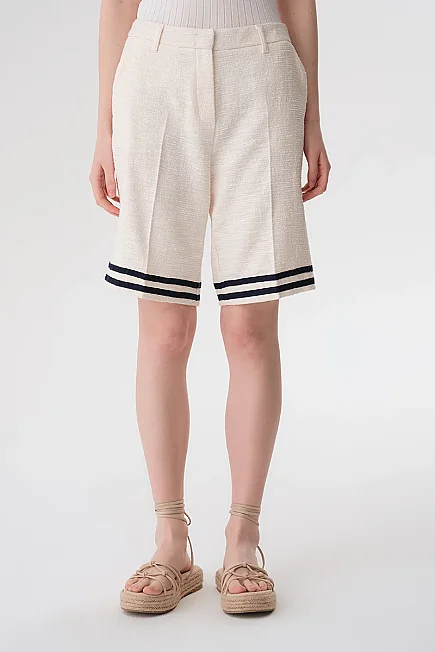 Nautical Detail Bermuda Shorts - Ecru - 2