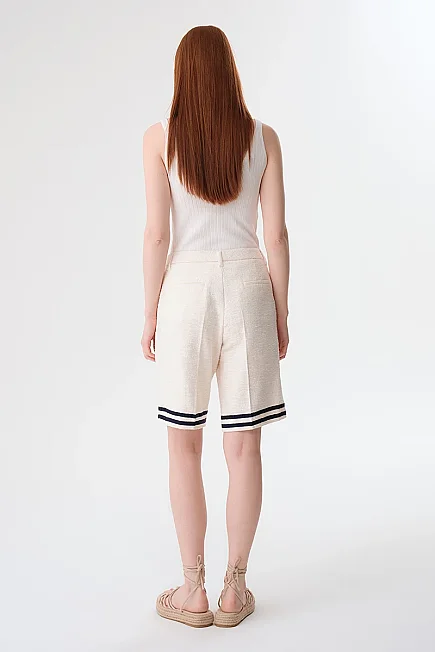 Nautical Detail Bermuda Shorts - Ecru - 6