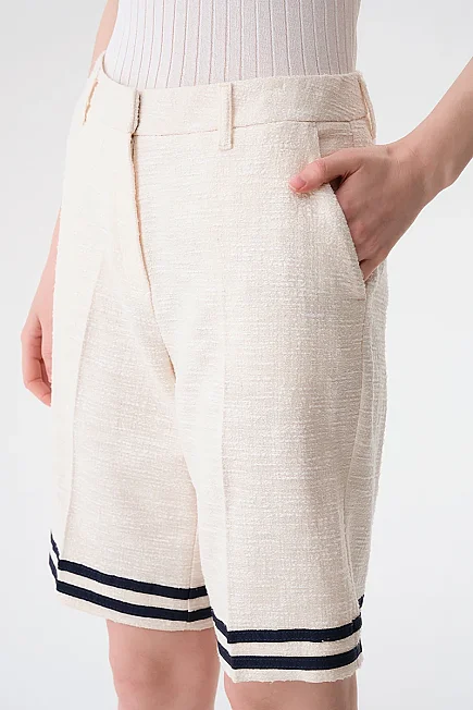 Nautical Detail Bermuda Shorts - Ecru - 3