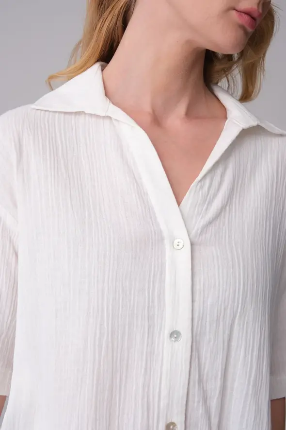 Organic Muslin Shirt - White - 4