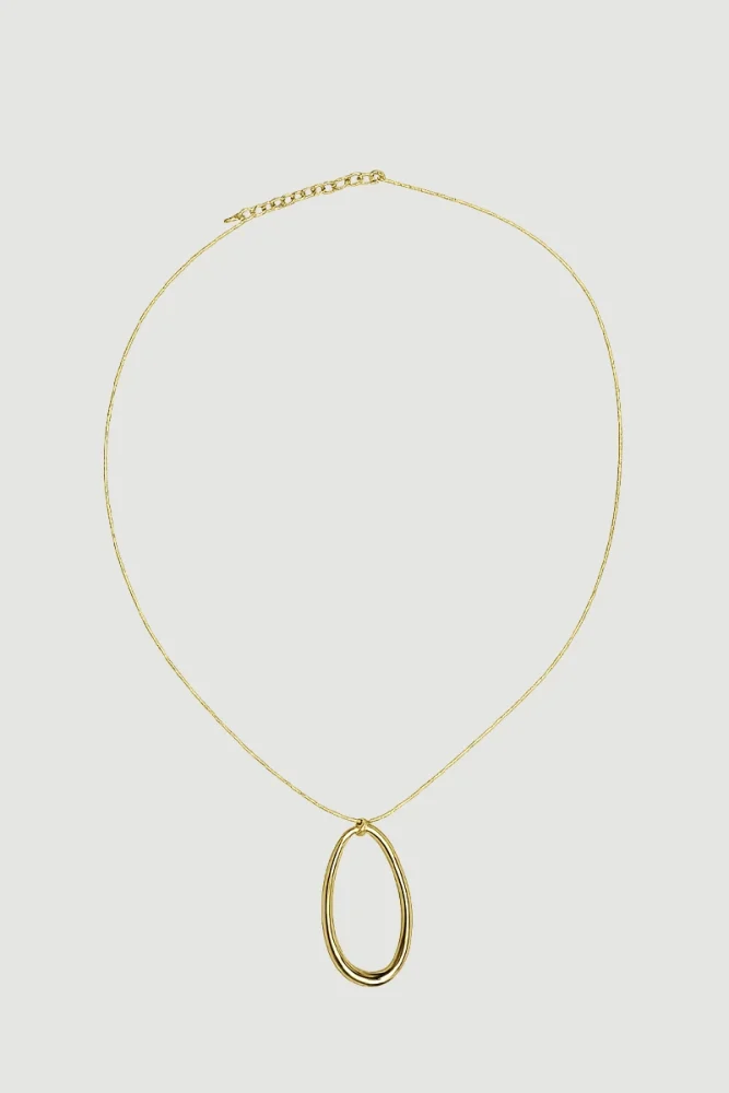 Oval Accessorized Metal Necklace - Gold Gold