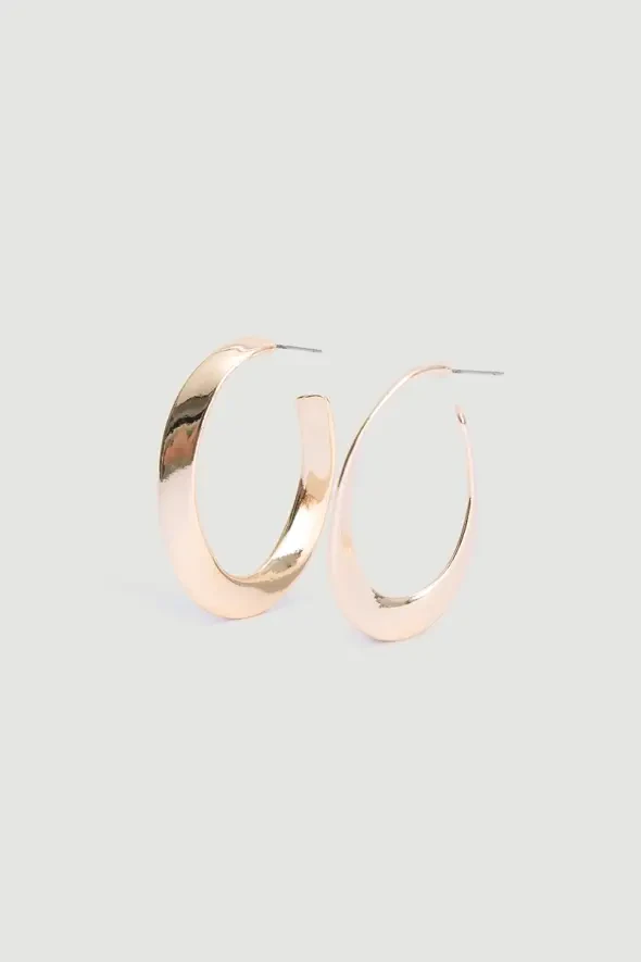 Oval Twisted Hoop Earrings - Gold - 1