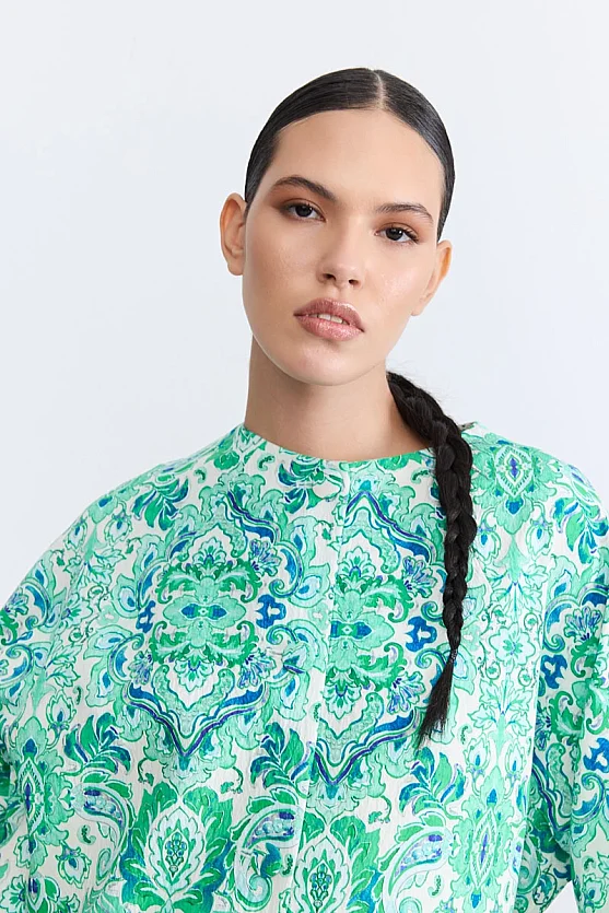 Paisley Print Kaftan - Green - Gusto