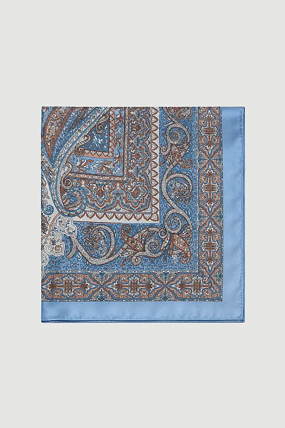 Paisley Shawl with Iznik-Inspired Print - Blue - Gusto