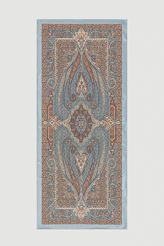 Paisley Shawl with Iznik-Inspired Print - Blue - 3