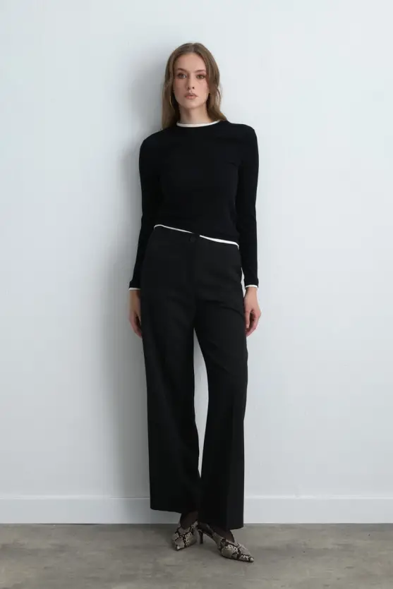 Palazzo Fabric Pants Black - Gusto