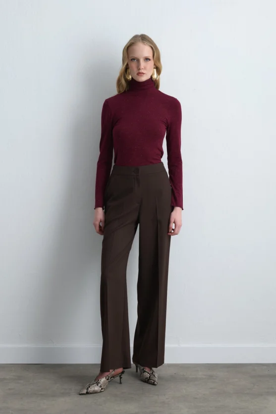 Palazzo Fabric Pants Brown - 1