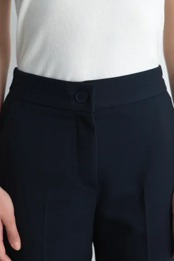 Palazzo Fabric Pants - Navy Blue - 3