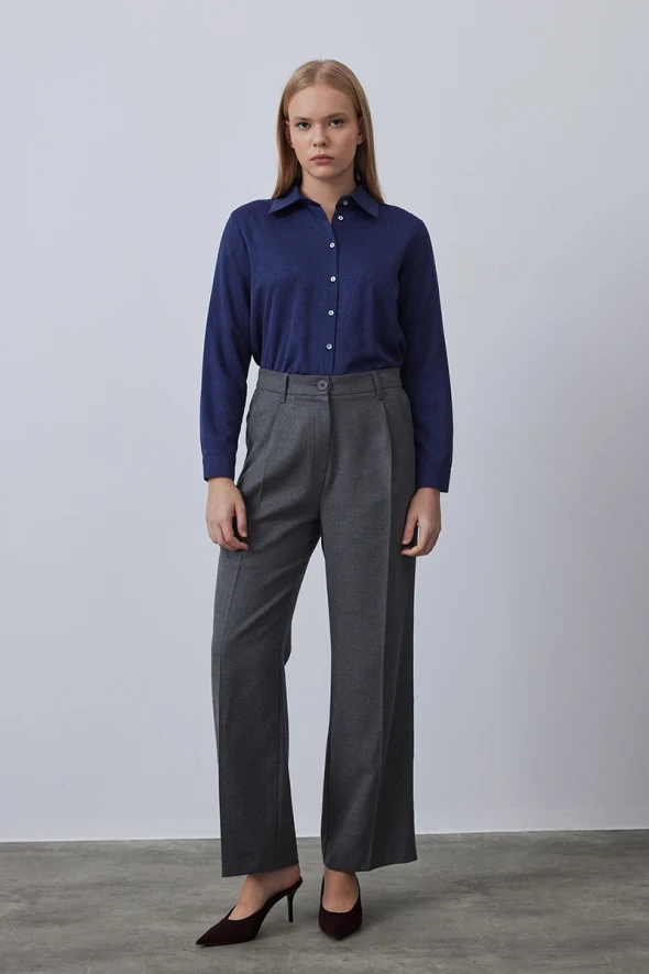 Palazzo Flannel Pants - Grey - 3