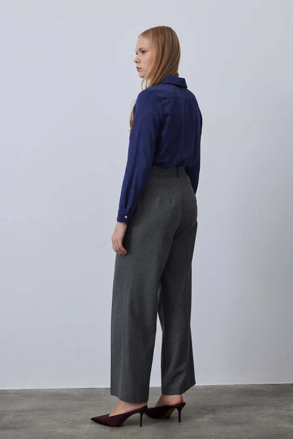 Palazzo Flannel Pants - Grey - 7