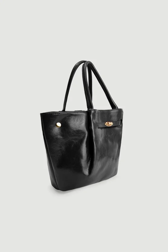 Patent Leather Large Bag Black - 8