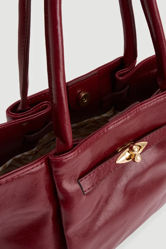 Patent Leather Large Bag Burgundy - Gusto