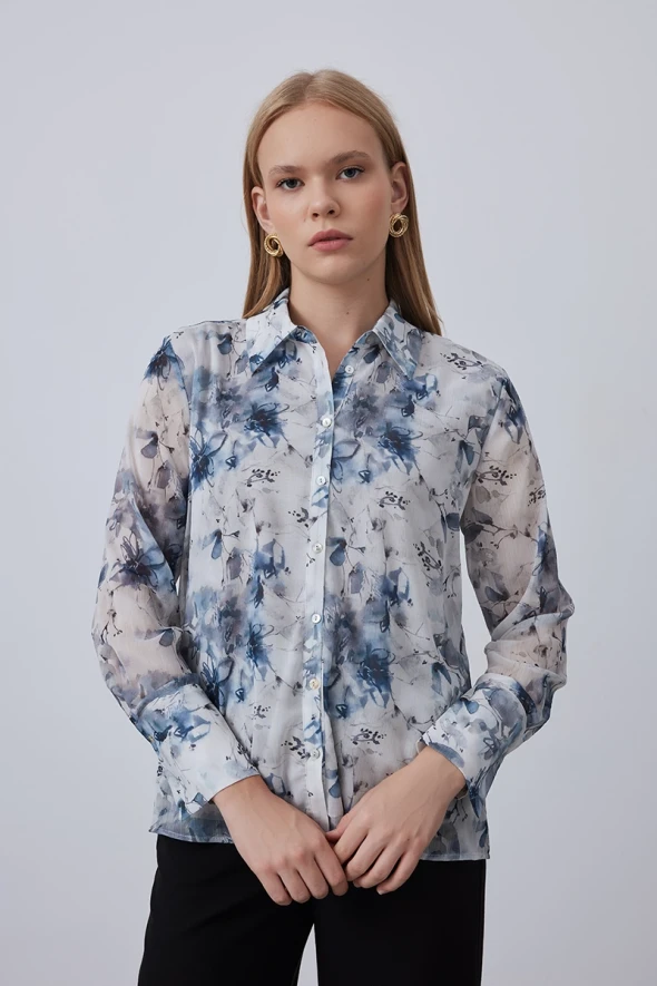 Patterned Classic Shirt - Grey - 2