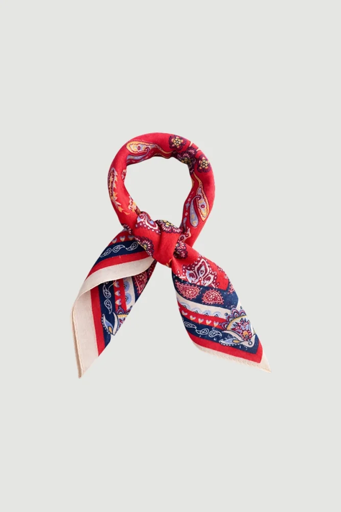 Patterned Cotton Scarf - Red Red
