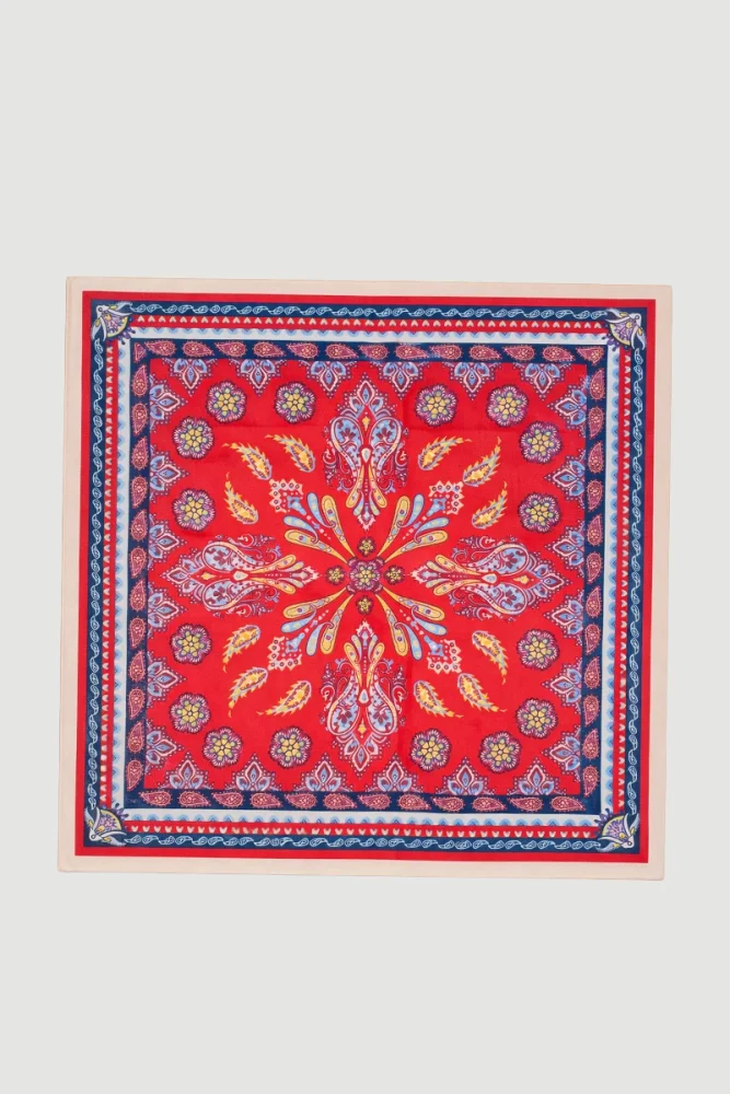 Patterned Cotton Scarf - Red - Gusto (1)