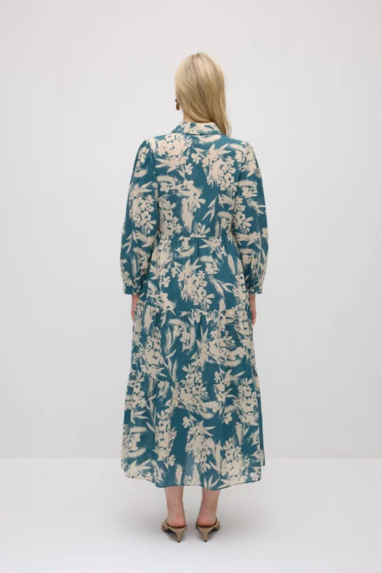 Patterned Cotton Shirt Dress - Green - 9