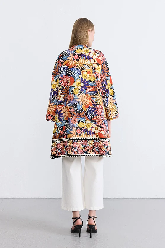 Patterned Kaftan - Orange - 4