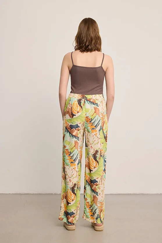 Patterned Linen Trousers - Multicolor - Gusto