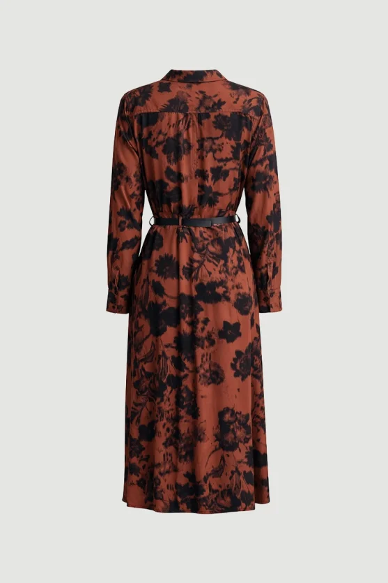 Patterned Long Shirt Dress Brick - 8