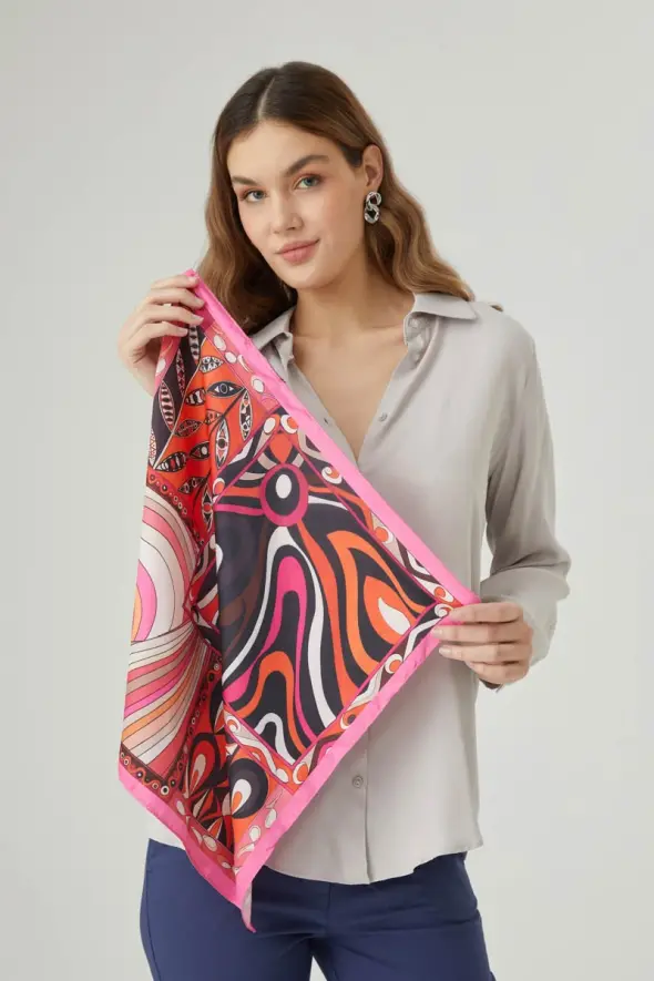 Patterned Scarf - Pink - 2