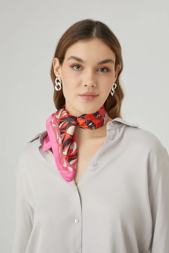 Patterned Scarf - Pink - 1