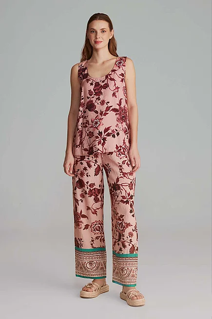 Patterned Tank Top - Dusty Rose - Gusto