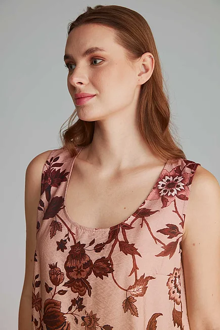 Patterned Tank Top - Dusty Rose - Gusto