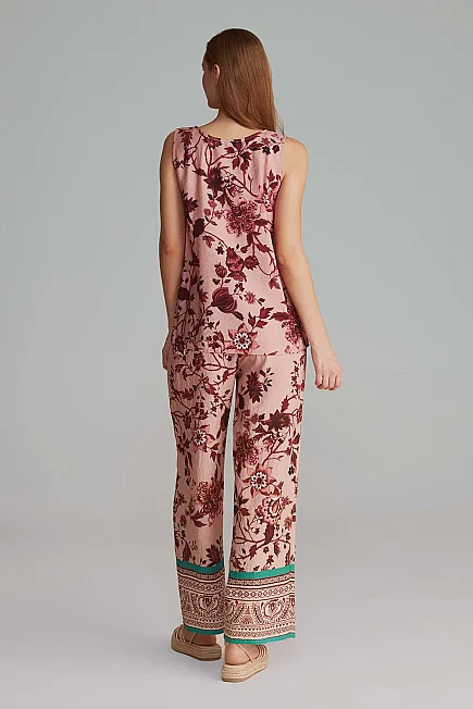Patterned Tank Top - Dusty Rose - Gusto