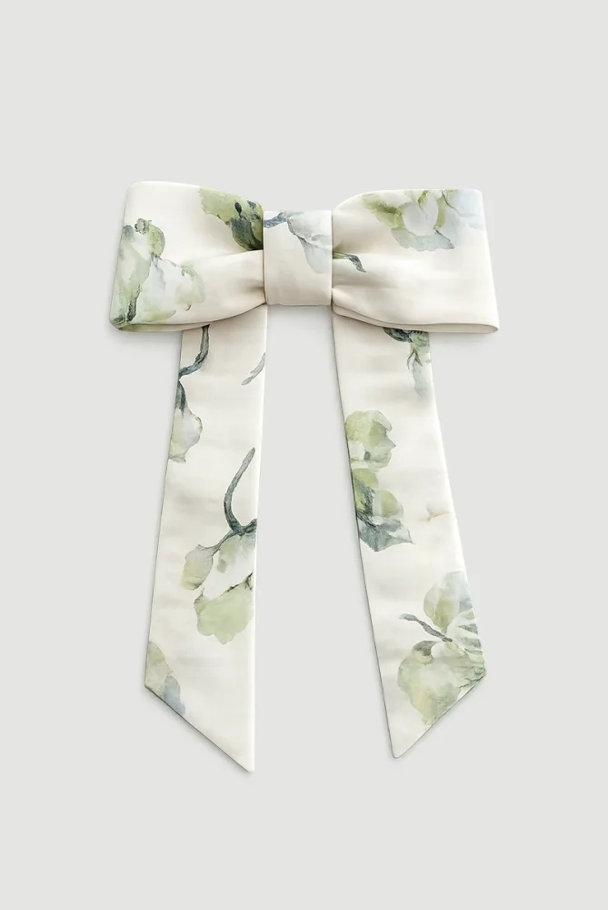 Patterned Tencel Hair Clip - Beige Beige