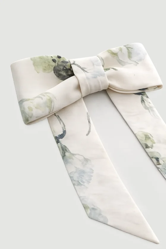 Patterned Tencel Hair Clip - Beige - Gusto