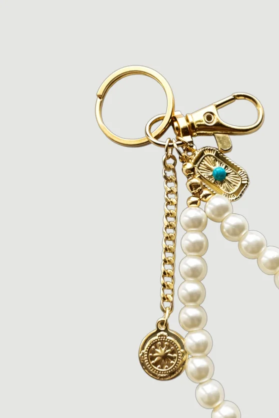 Pearl-Accented Keychain - Gold - 2