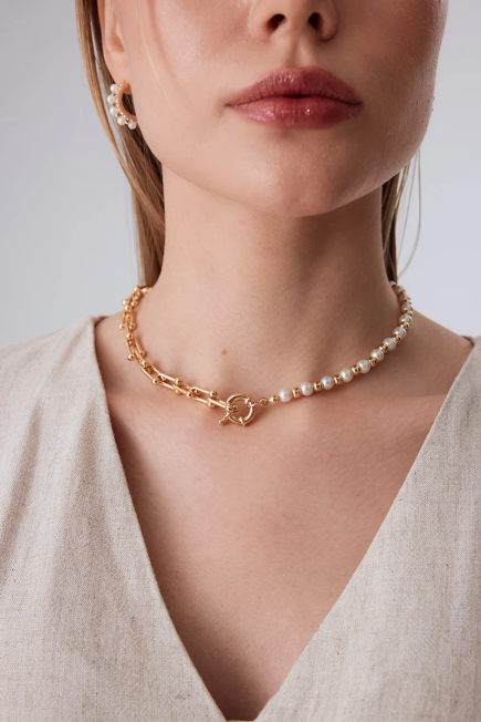 Pearl Detailed Necklace - Gold Gold