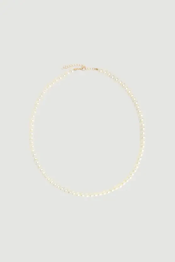 Pearl Long Necklace - White - Gusto