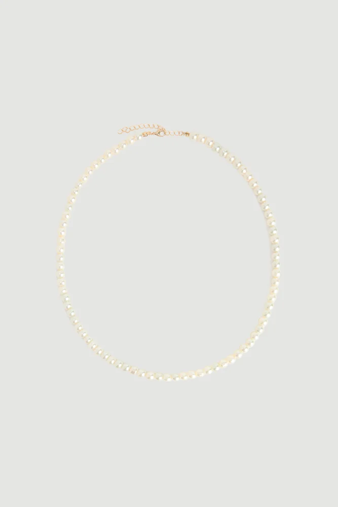 Pearl Long Necklace White White