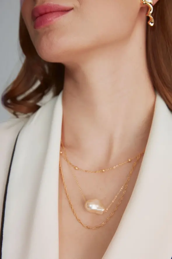 Pearl Necklace - Gold - 2